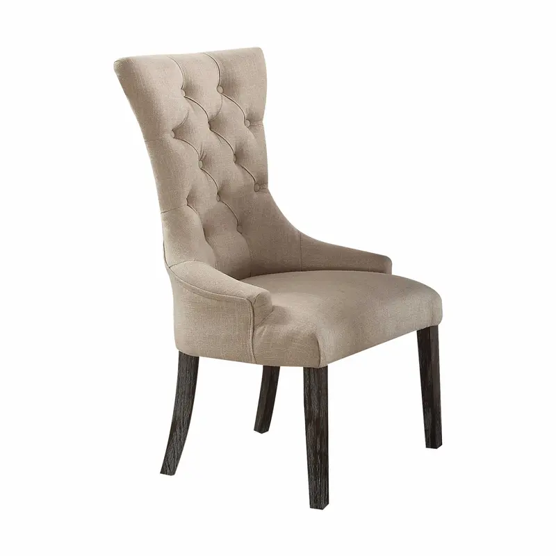 Beige Linen Weathered Espresso Wood Upholstery Arm Chair (Set-) By Homeroots