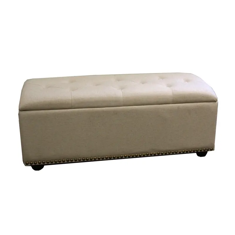 Beige Nailhead Storage Bench Ottoman Four Piece Set By Homeroots