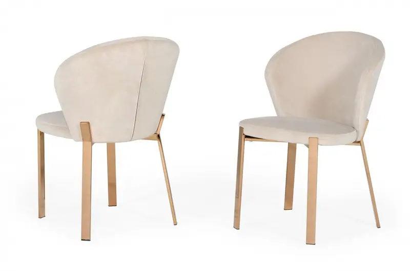 Beige Velvet Rosegold Dining Chair By Homeroots