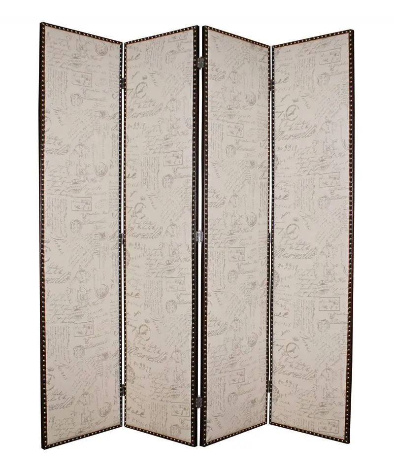Beige Wood & Fabric Screen By Homeroots