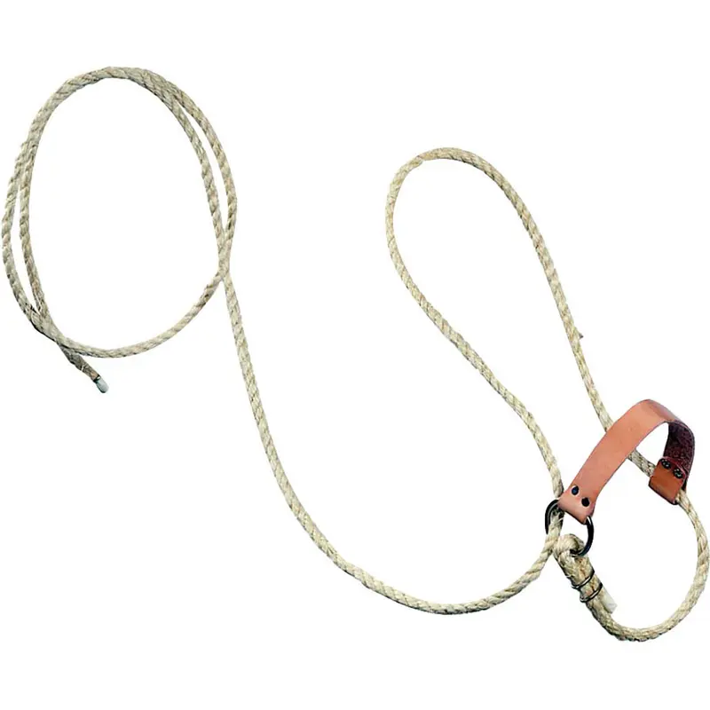 Beiler’s Rope Halter with Lead and Leather Nose Strap Tan for Cattle Durable Adjustable Design