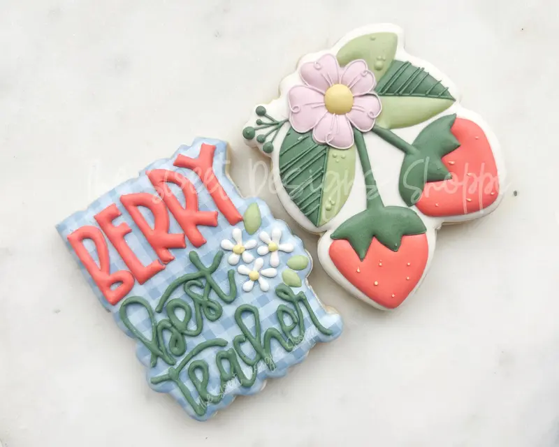 BERRY best teacher Plaque & Strawberries Set - Set of 2 - Cookie Cutters