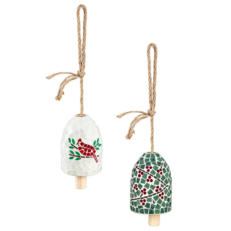Berry & Cardinal Mosaic Glass Bell Chime