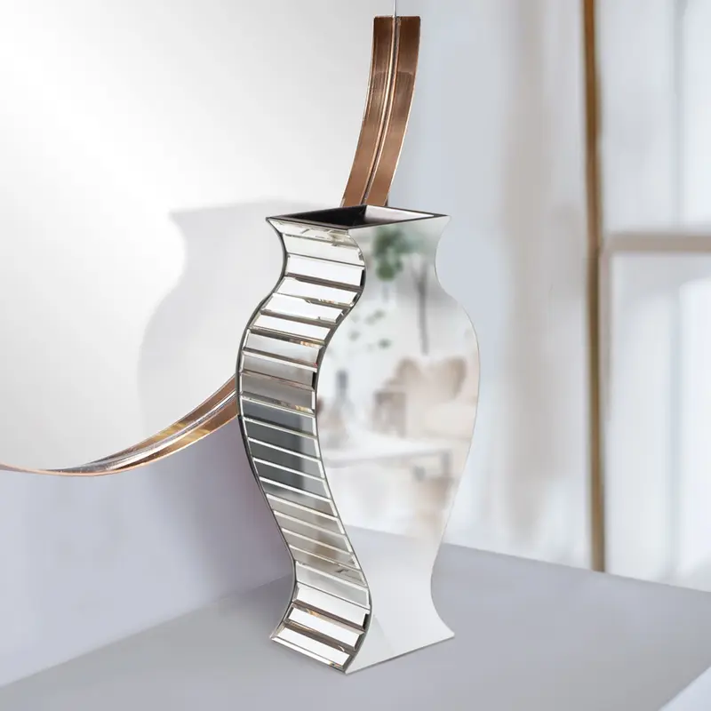 Beveled Mirrored Panel Curvy Tall Vase By Homeroots