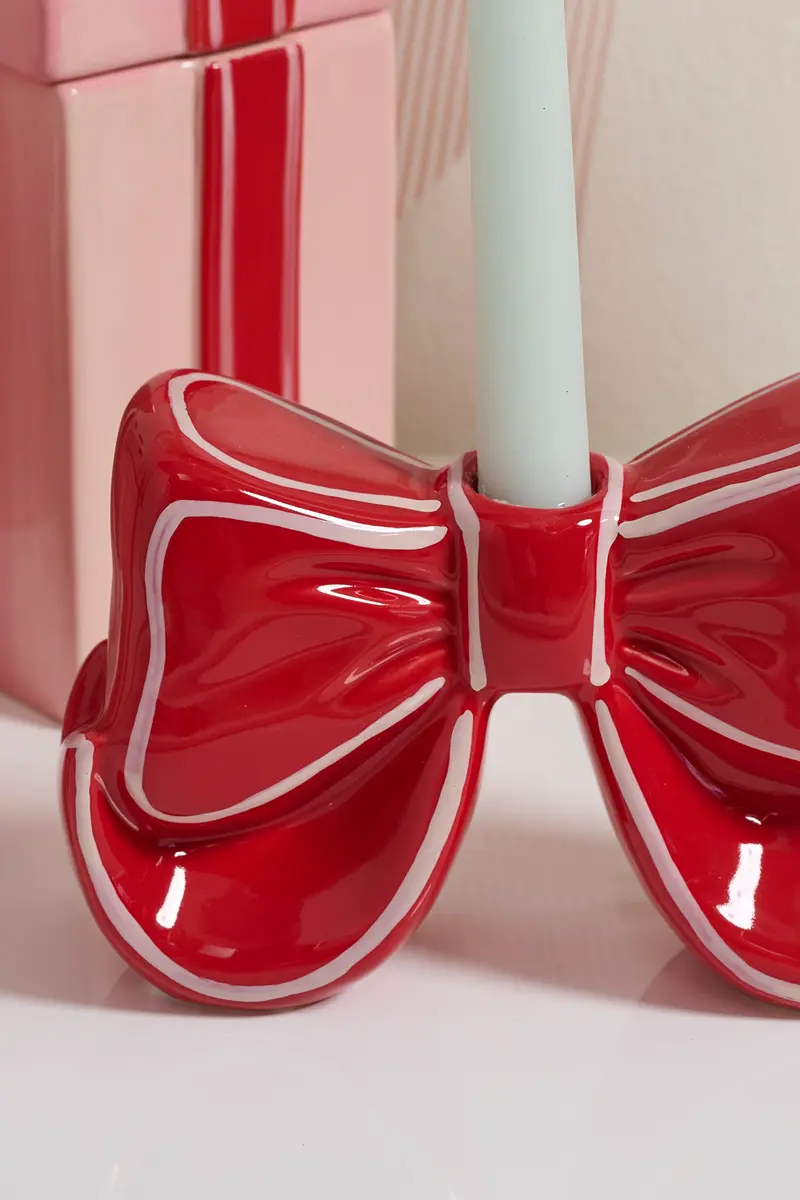 Big Red Bow Candleholder Set of 4 By Accent Decor