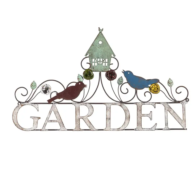 Bird and Birdhouse Metal Wall Décor, "Garden"