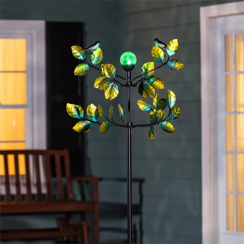 Bird and Leaves Solar Wind Spinner 80"H