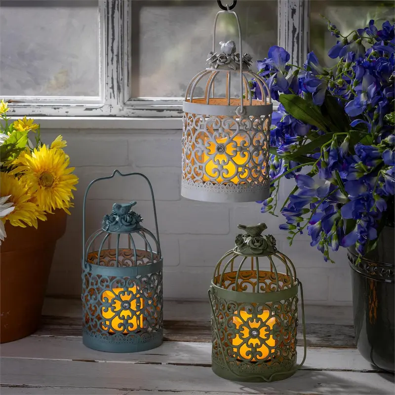 Birdhouse Lantern with LED Candle