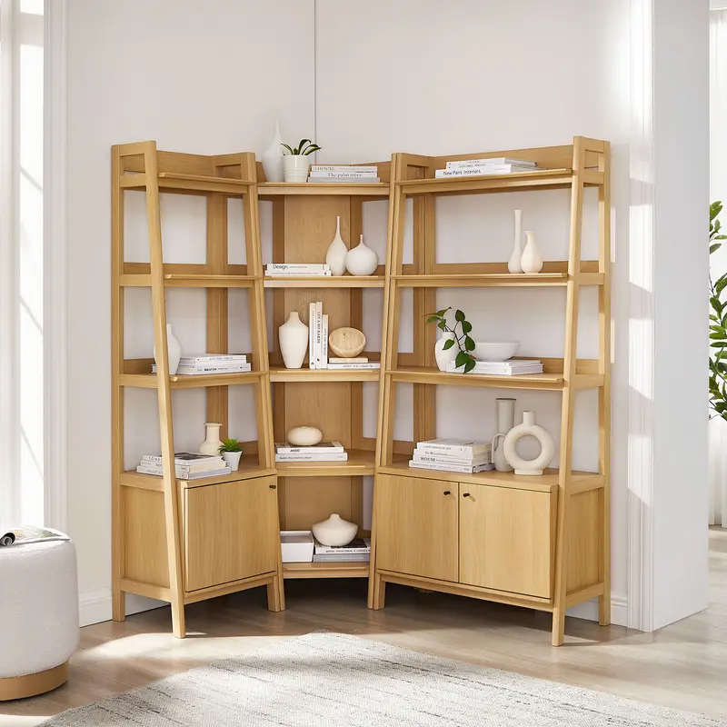 Bixby 3 Piece Corner Bookshelf Set With Wide and Narrow Bookshelves by Modway