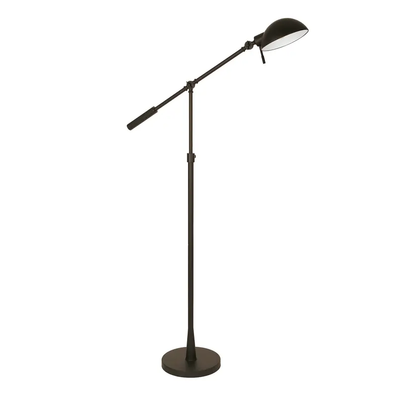 Black Adjustable Swing Arm Floor Lamp With Black Cone Shade By Homeroots