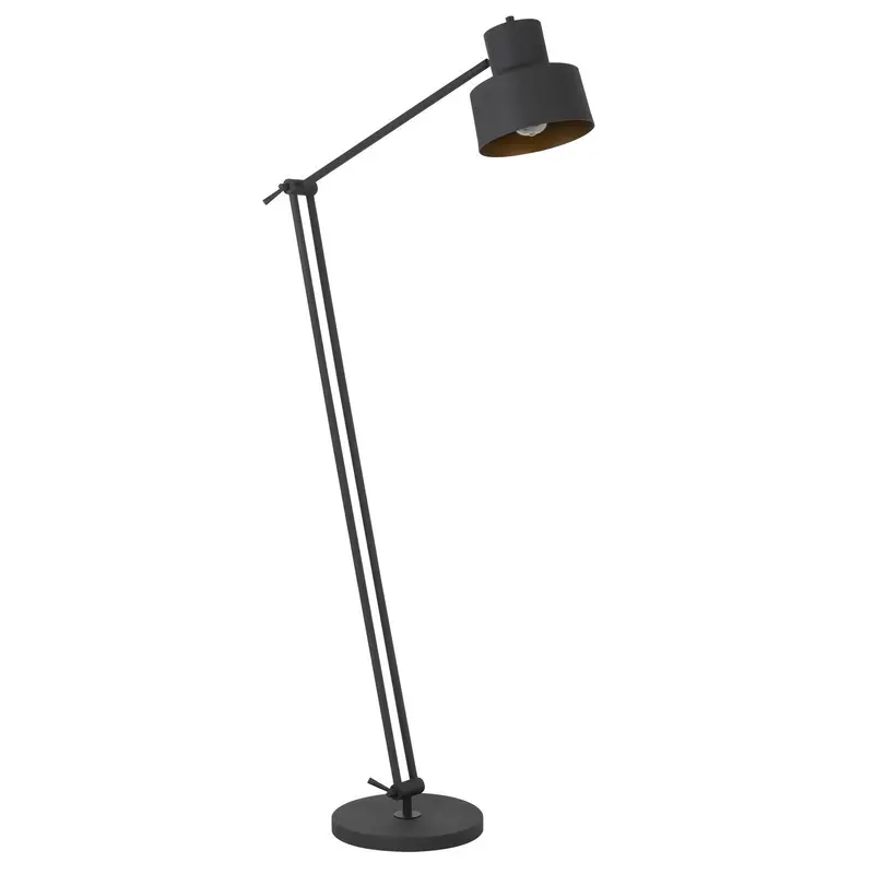 Black Adjustable Traditional Shaped Floor Lamp With Black Dome Shade By Homeroots