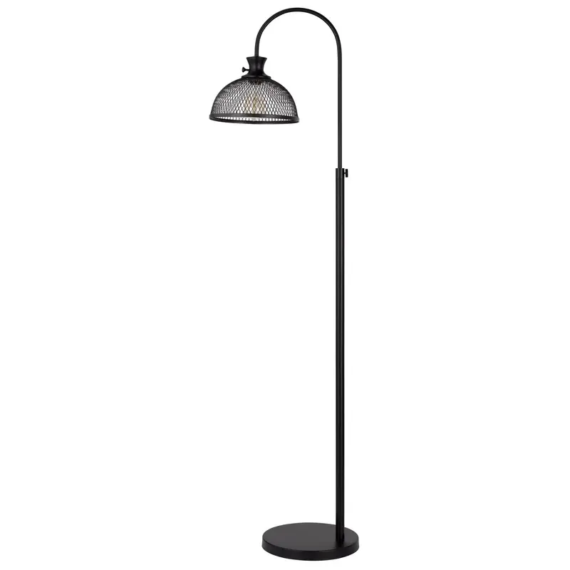Black Adjustable Traditional Shaped Floor Lamp With Bronze Dome Shade By Homeroots