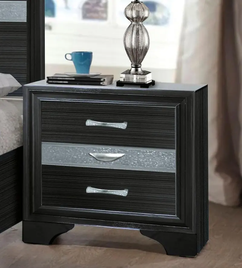 Black And Bling Nightstand By Homeroots