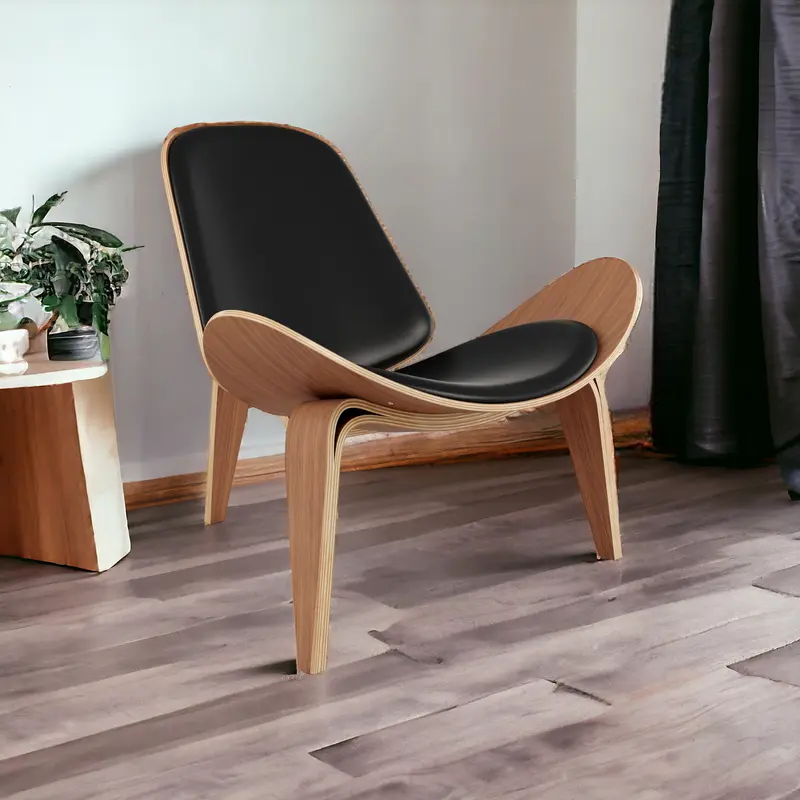 Black and Brown Faux Leather Lounge Chair By Homeroots