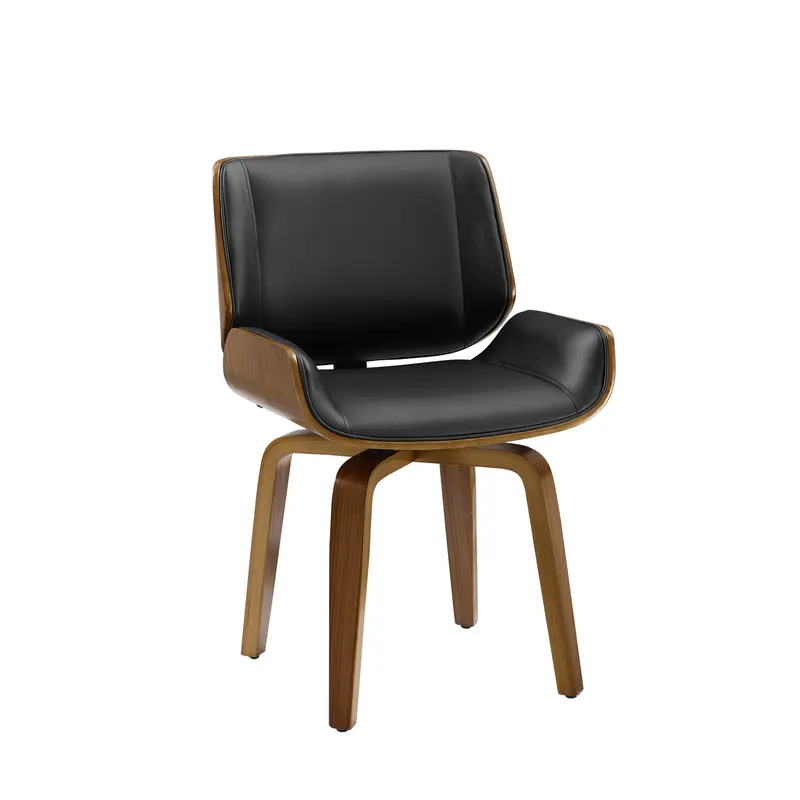 Black And Brown Upholstered Faux Leather Curved Back Dining Side Chair By Homeroots