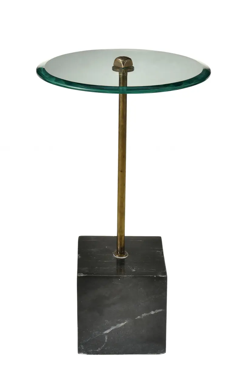 Black And Clear Glass Round End Table By Homeroots