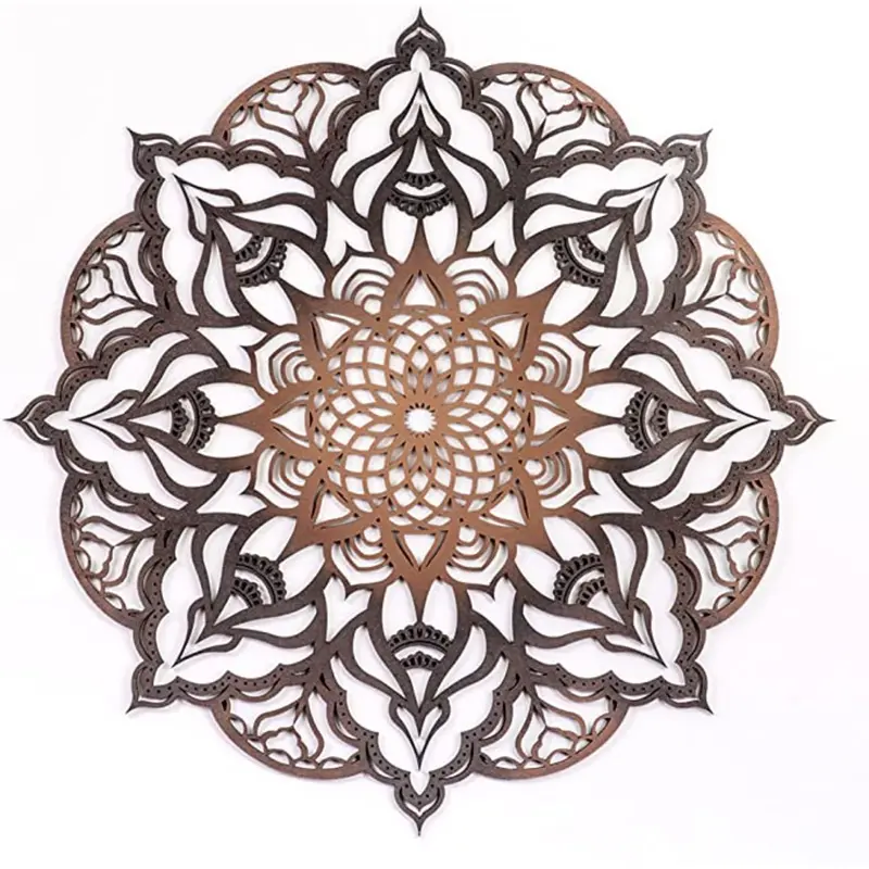 Black And Copper Solid Wood Geometric Mandala Wall Decor By Homeroots