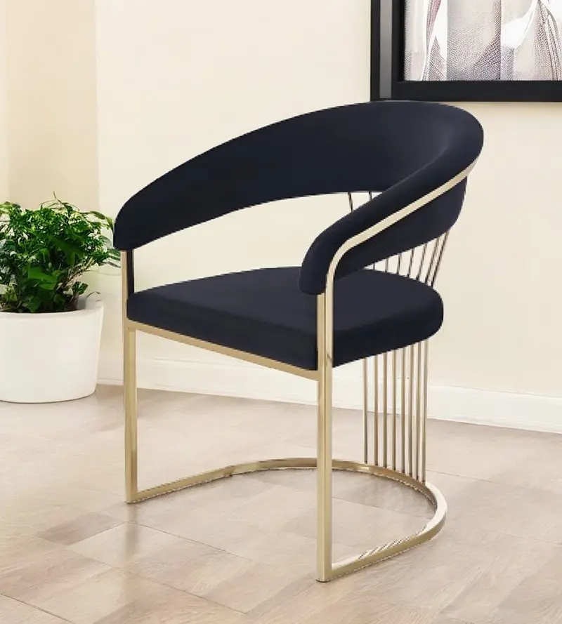 Black And Gold Upholstered Velvet Open Back Dining Arm Chair By Homeroots
