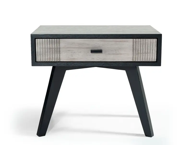 Black And Gray Contemporary Wooden Nightstand With Single Drawer By Homeroots