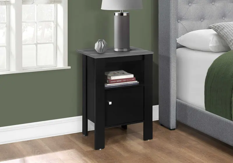 Black And Grey Night Stand With Storage By Homeroots