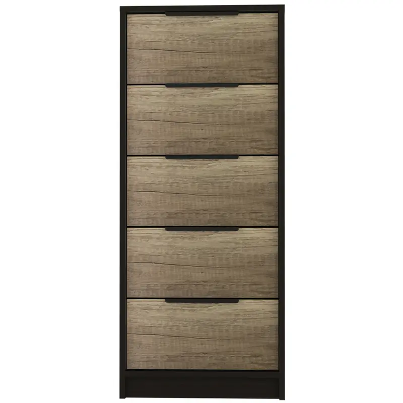 Black And Light Oak Manufactured Wood Five Drawer Chest By Homeroots