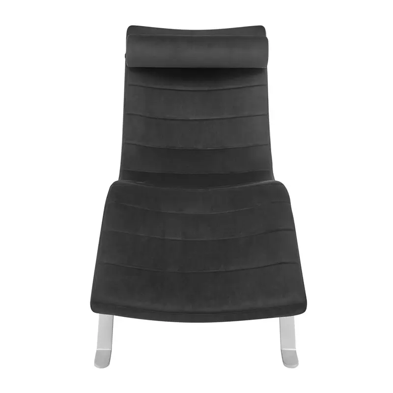 Black and Silver Velvet Lounge Chair By Homeroots