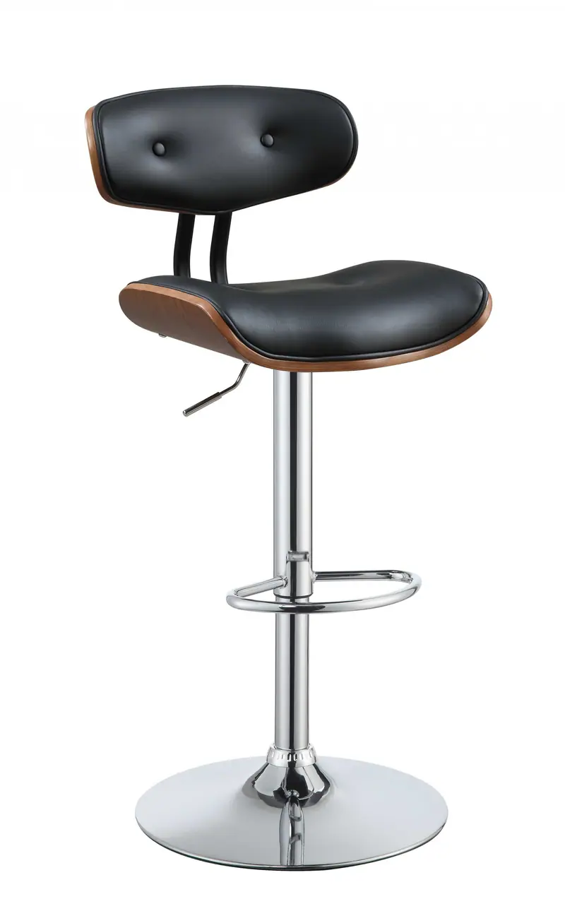 Black And Walnut Adjustable Stool By Homeroots - 286644