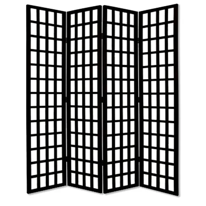 Black And White Folding Four Panel Screen Room Divider By Homeroots