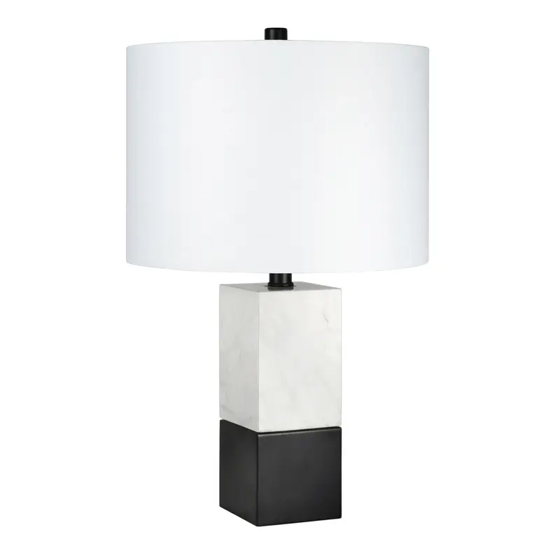 Black and White Marble Table Lamp With White Drum Shade By Homeroots
