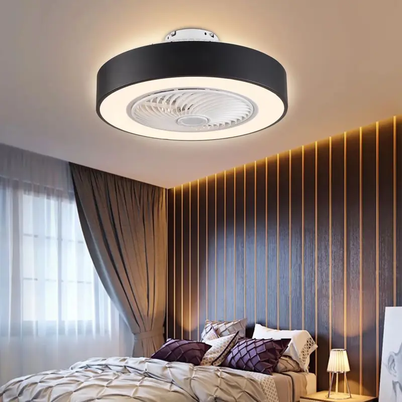 Black and White Mod Invisible Blade Ceiling Fan And Light By Homeroots