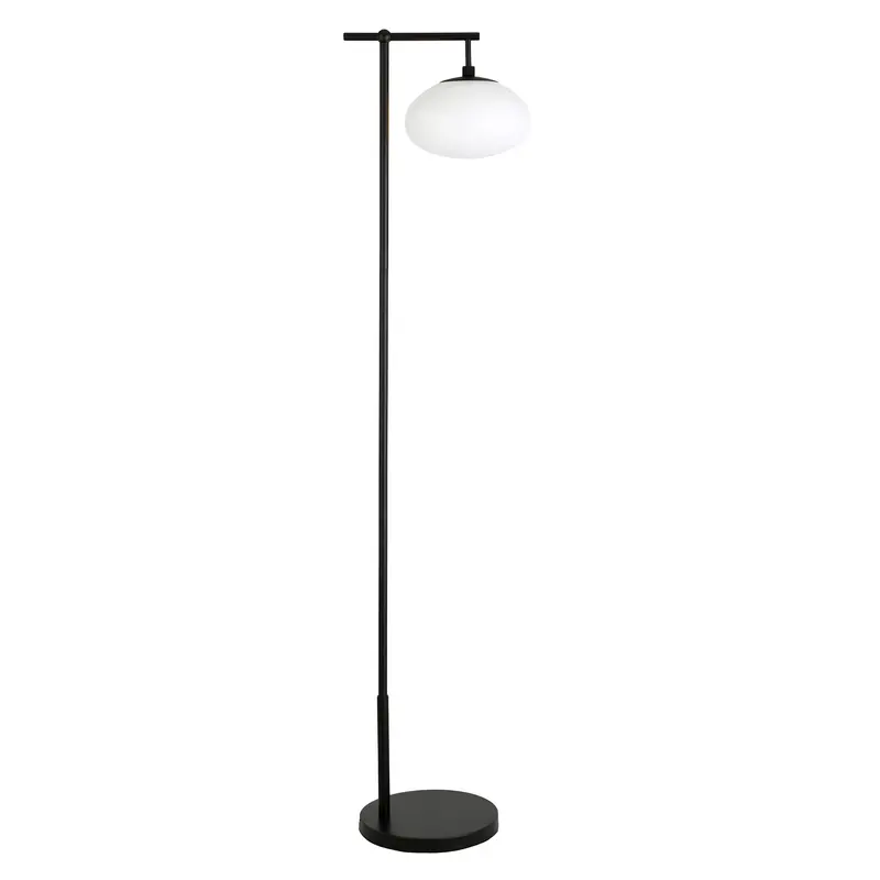 Black And White Reading Floor Lamp With White Glass Globe Shade By Homeroots