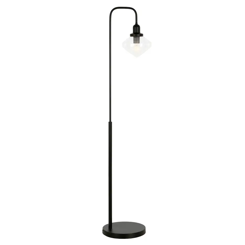 Black Arched Floor Lamp With Clear Transparent Glass Shade By Homeroots