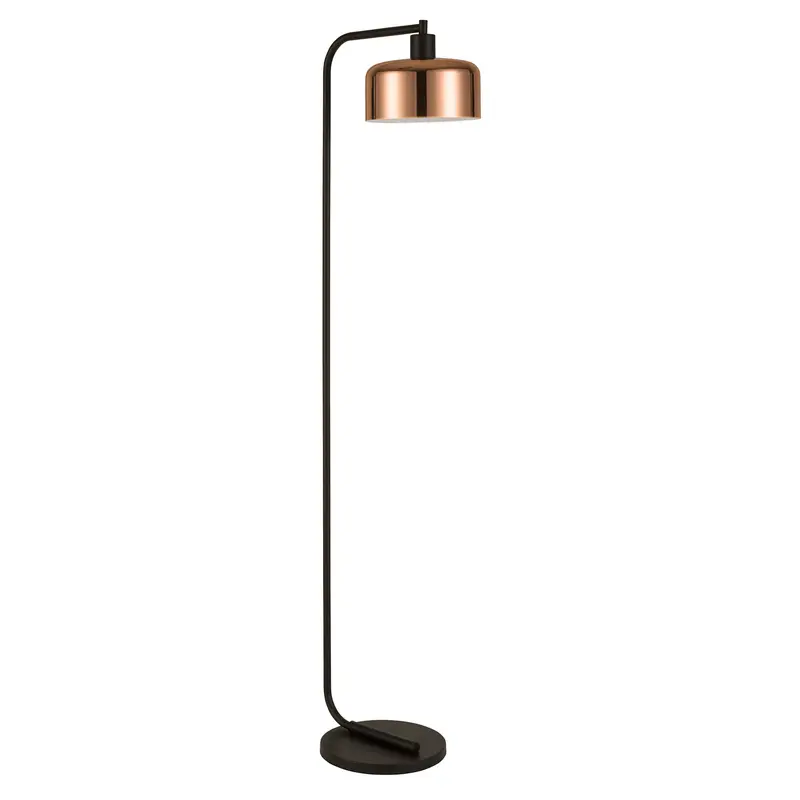Black Arched Floor Lamp With Copper Metal Bell Shade By Homeroots