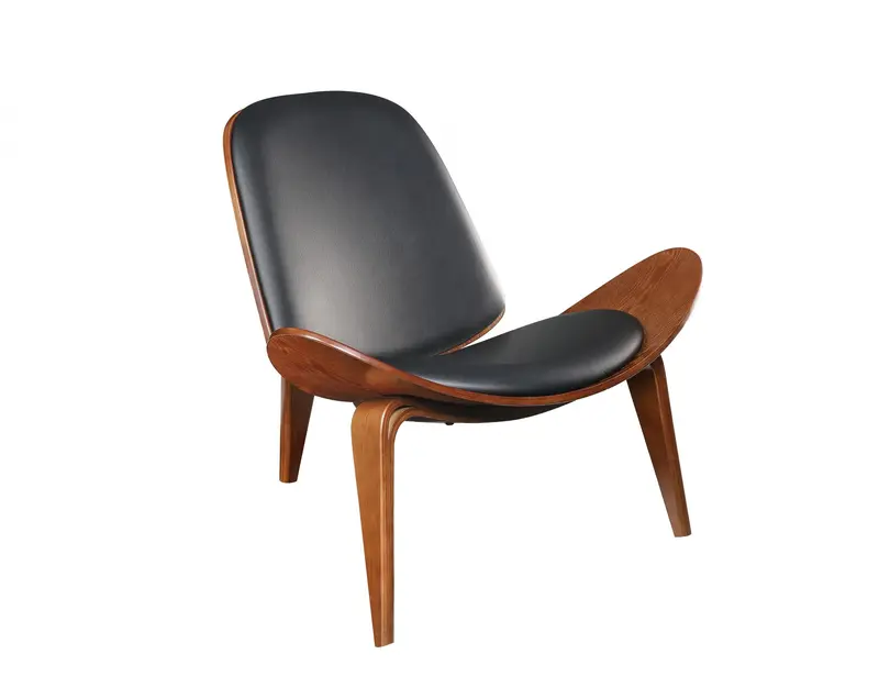 Black Bonded Leather Walnut Wood Upholstered (Seat) Accent Chair By Homeroots