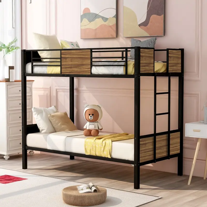 Black Brown Twin Over Twin Bunk Bed By Homeroots