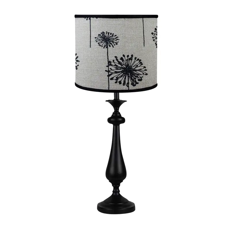 Black Candlestick Dandelion Shade Table Lamp By Homeroots