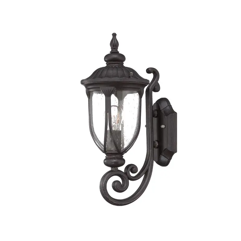 Black Cast Aluminum Glass Lantern Wall Light By Homeroots