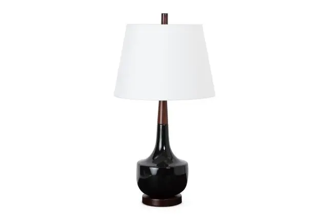 Black Ceramic Genie Table Lamp With White Shade By Homeroots