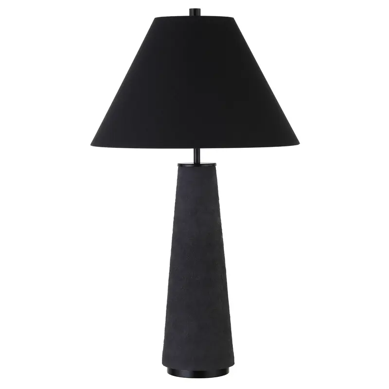 Black Ceramic Table Lamp With Black Cone Shade By Homeroots