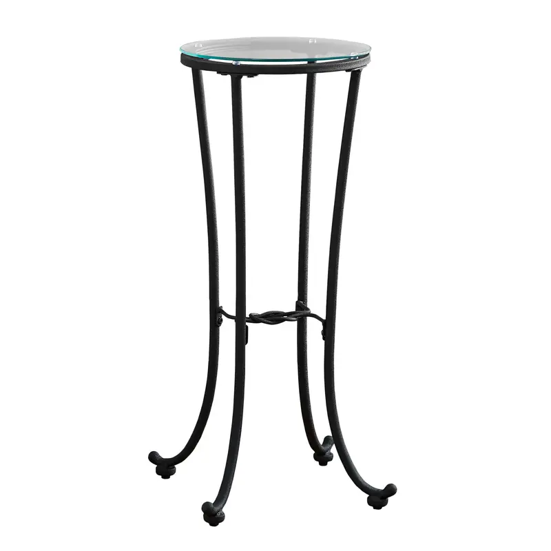 Black Clear Metal Tempered Glass Accent Table By Homeroots - 333166