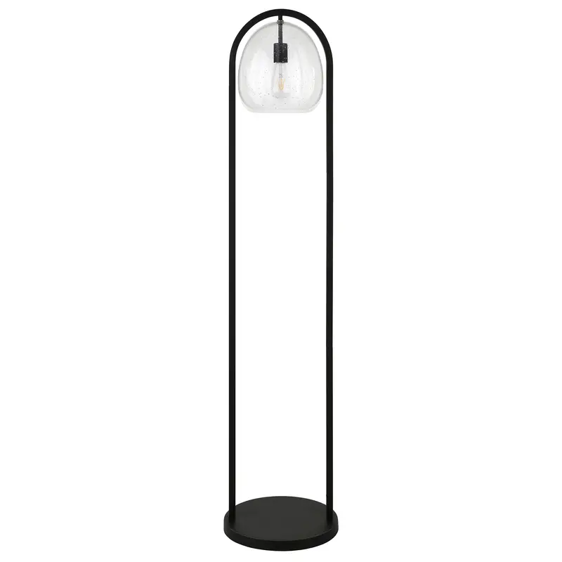 Black Column Floor Lamp With Clear Seeded Glass Globe Shade By Homeroots