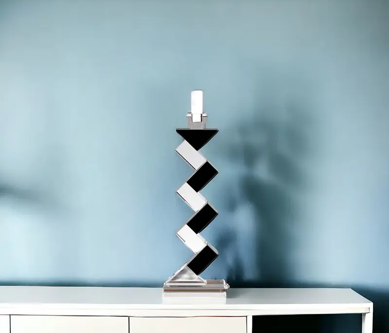 Black Crystal Geometric Tabletop Pillar Candle Holders By Homeroots