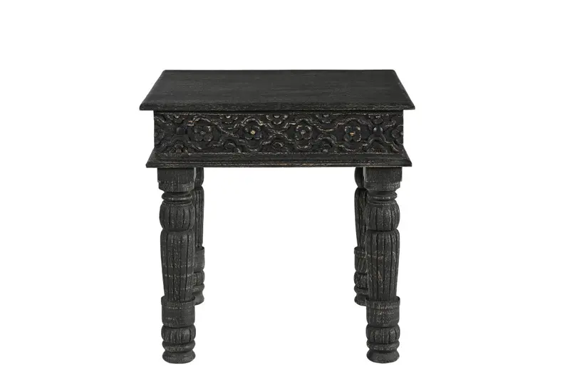 Black Distressed Solid Wood End Table By Homeroots
