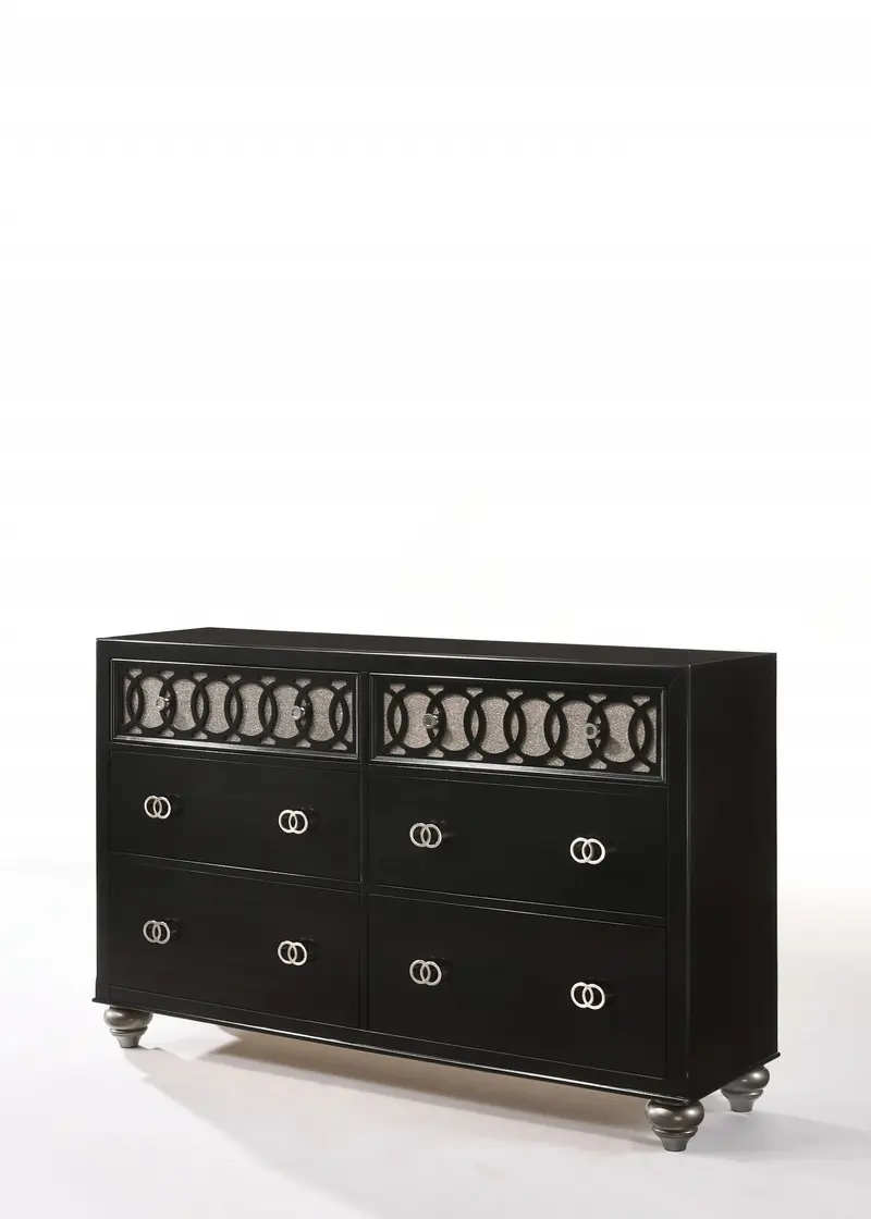 Black Engineered Wood And Nickel Brushed Metal Dresser By Homeroots