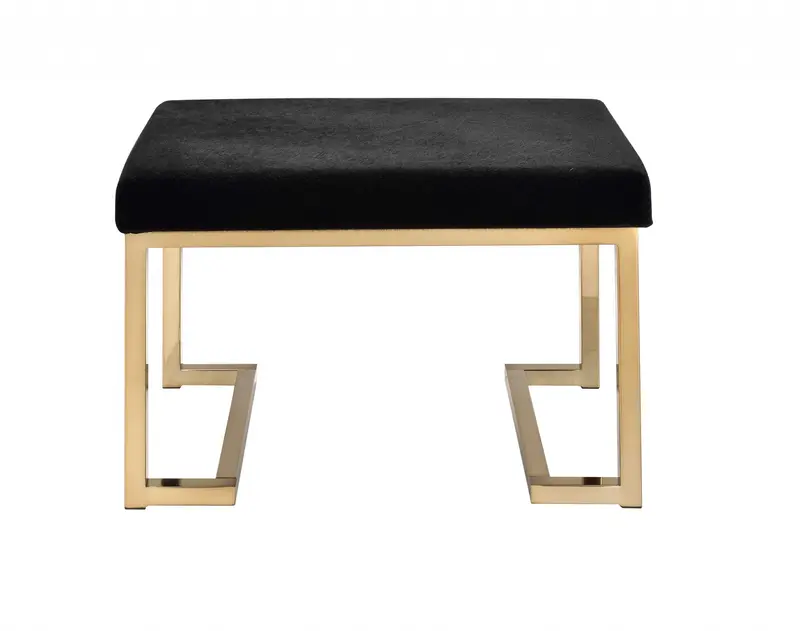 Black Fabric And Champagne Ottoman By Homeroots