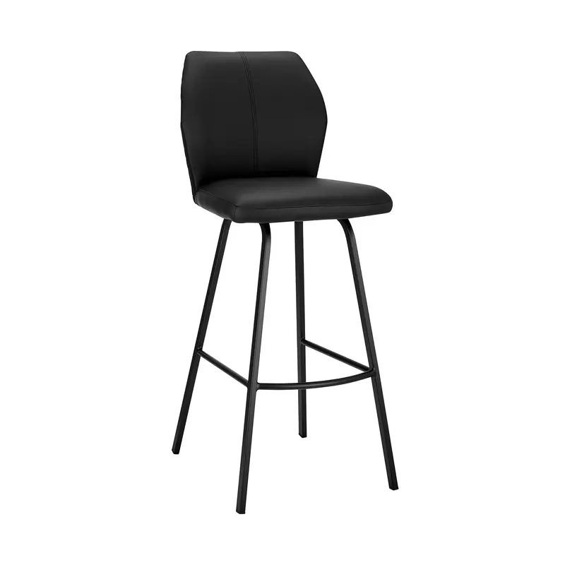 Black Faux Leather and Iron Counter Height Bar Chair By Homeroots