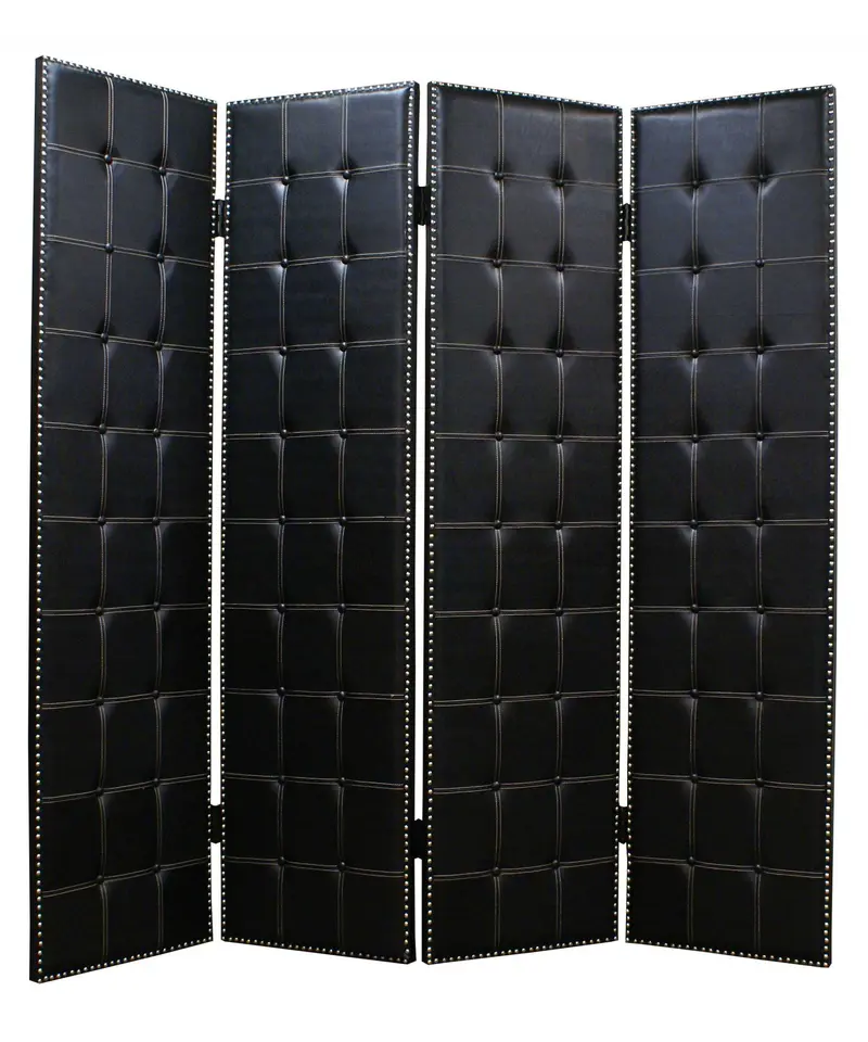 Black Faux leather Screen By Homeroots - 274734