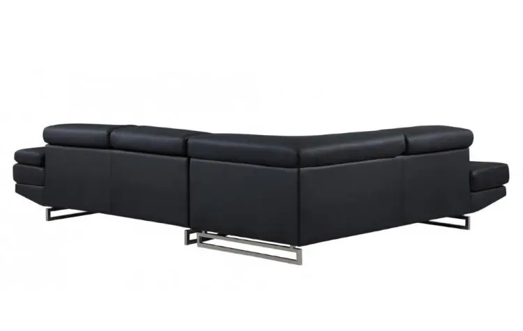 Black Faux Leather Stationary L Shaped Two Piece Sofa And Chaise By Homeroots