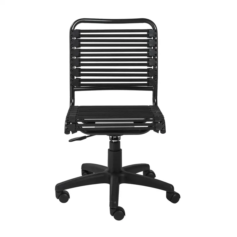 Black Flat Bungie Cord Low Back Rolling Office Chair By Homeroots