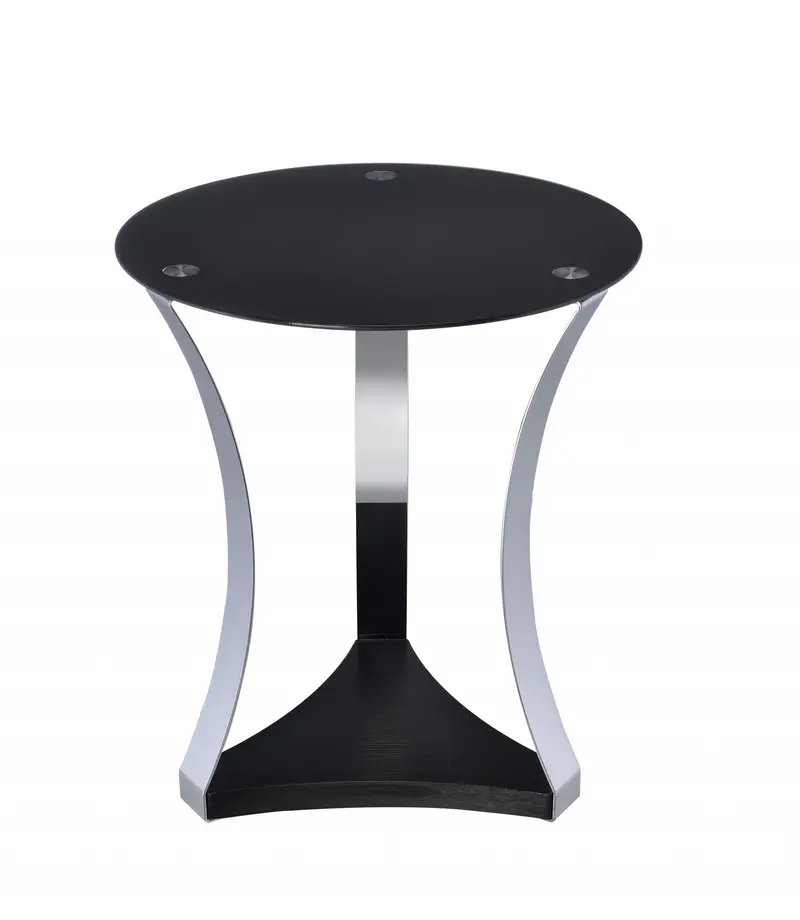 Black Glass & Chrome End Table By Homeroots